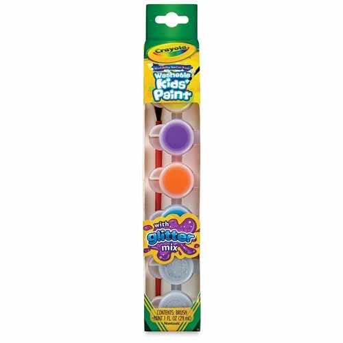 CRAYOLA 6 CT. WASHABLE KIDS’ PAINT POTS, GLITTER EFFECTS