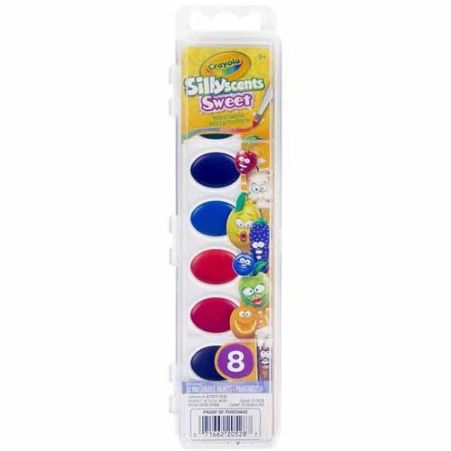 Crayola Silly Scents Watercolors, Sweet Scented Paint for Kids, 8ct