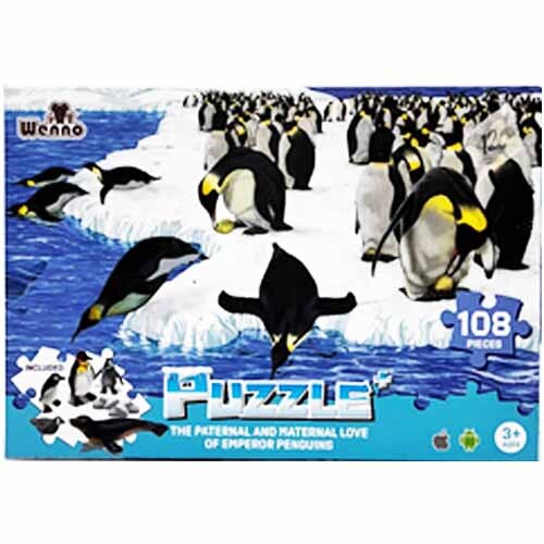 Wenno The Paternal and Paternal Love of Emperor Penguins 108 piece Puzzle with figure