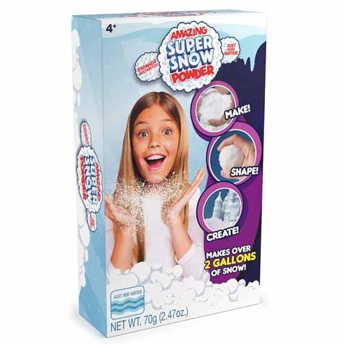 Super Snow Box by Be Amazing! Toys – Snow Powder - Faux Snow Kit for Kids - Reusable Snow - Makes 2