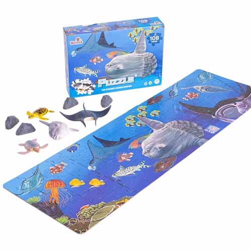 PUZZLE ANIMALES MARINOS 108 PIEZAS + FIGURAS