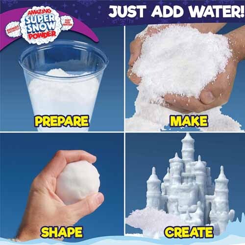 Super Snow Box by Be Amazing! Toys – Snow Powder - Faux Snow Kit for Kids - Reusable Snow - Makes 2