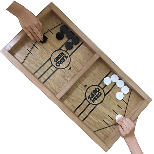Bouncing Slingshot Wooden Puck String Hockey