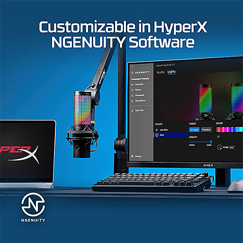 HyperX QuadCast 2 S – USB Microphone, with RGB Lighting, Streaming and Podcasting
