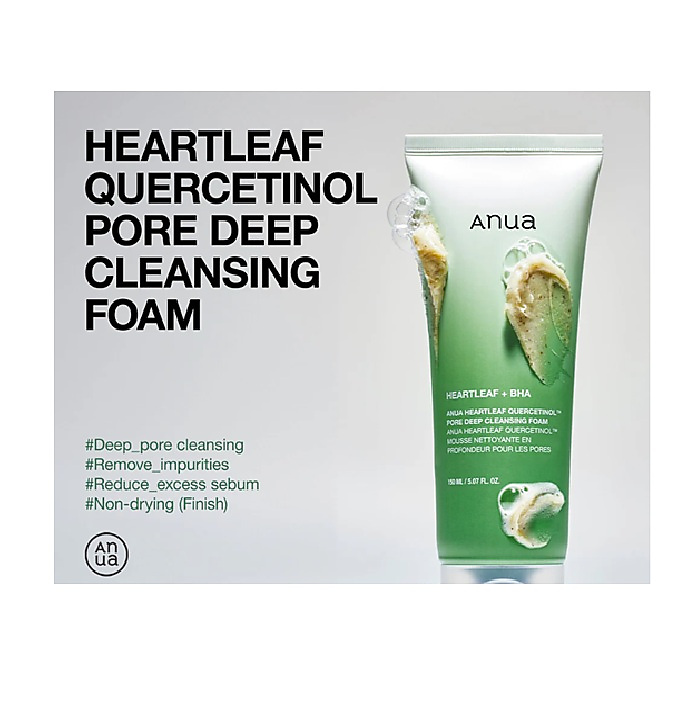 ANUA Heartleaf + BHA Quercetinol Pore Deep Cleansing Foam – 150ml