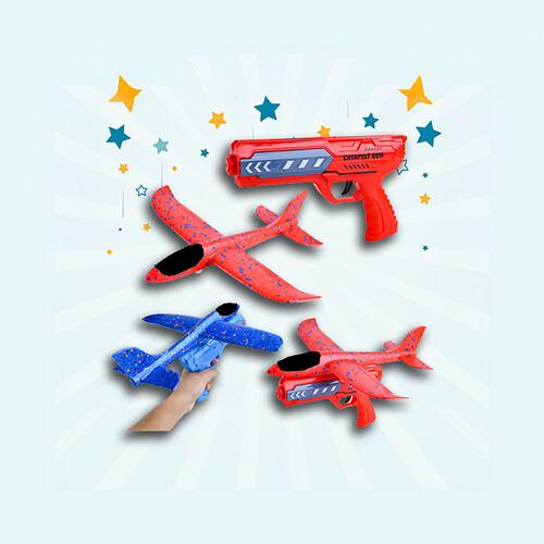 Small Foam Plane with Launcher Gun