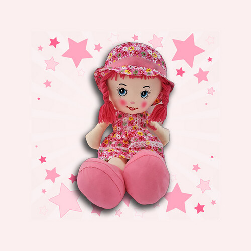 Girl Doll with Pink Braids – Large
