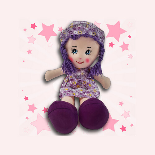 Girl Doll with Purple Braids – Large