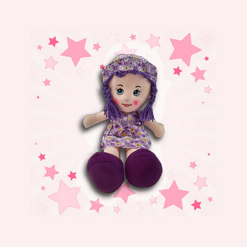 Girl Doll with Purple Braids – Medium
