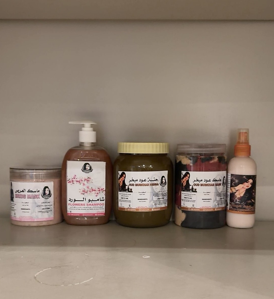 New offer of spray, mask and henna oud mubakar and shampoo flowers and bride mask