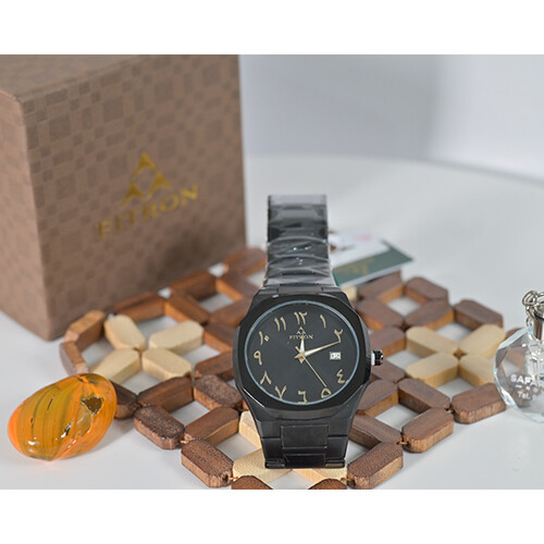 Watch - FITRON  - Brand - for Men - Color - Brown - Inner Brown - Strap (Steel)             SKU-500